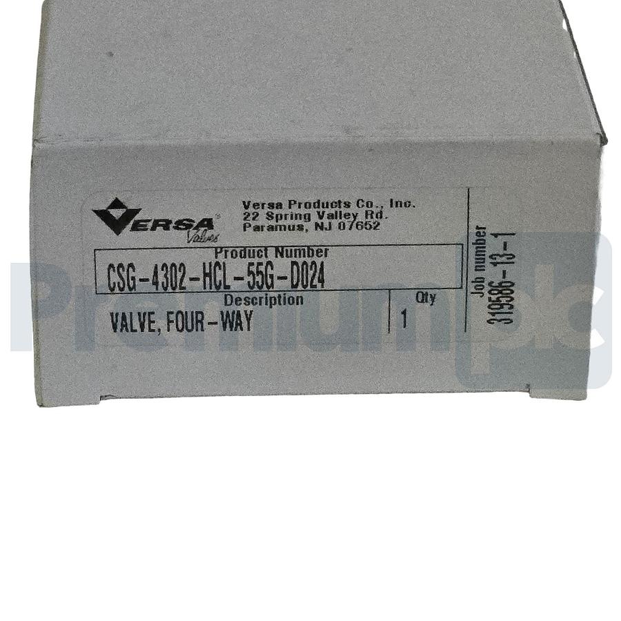 Versa Valves CSG-4302-HCL-55G-D024 Pneumatic 4-Way Valve, 24V DC, 1/4" NPT NSMP