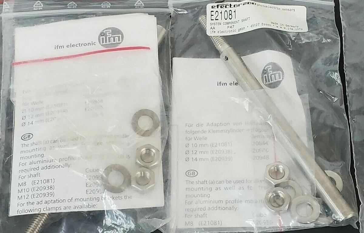 Used LOT OF 4 NEW EFECTOR E21081 SYSTEM COMPONENT SHAFT MOUNTING RODS