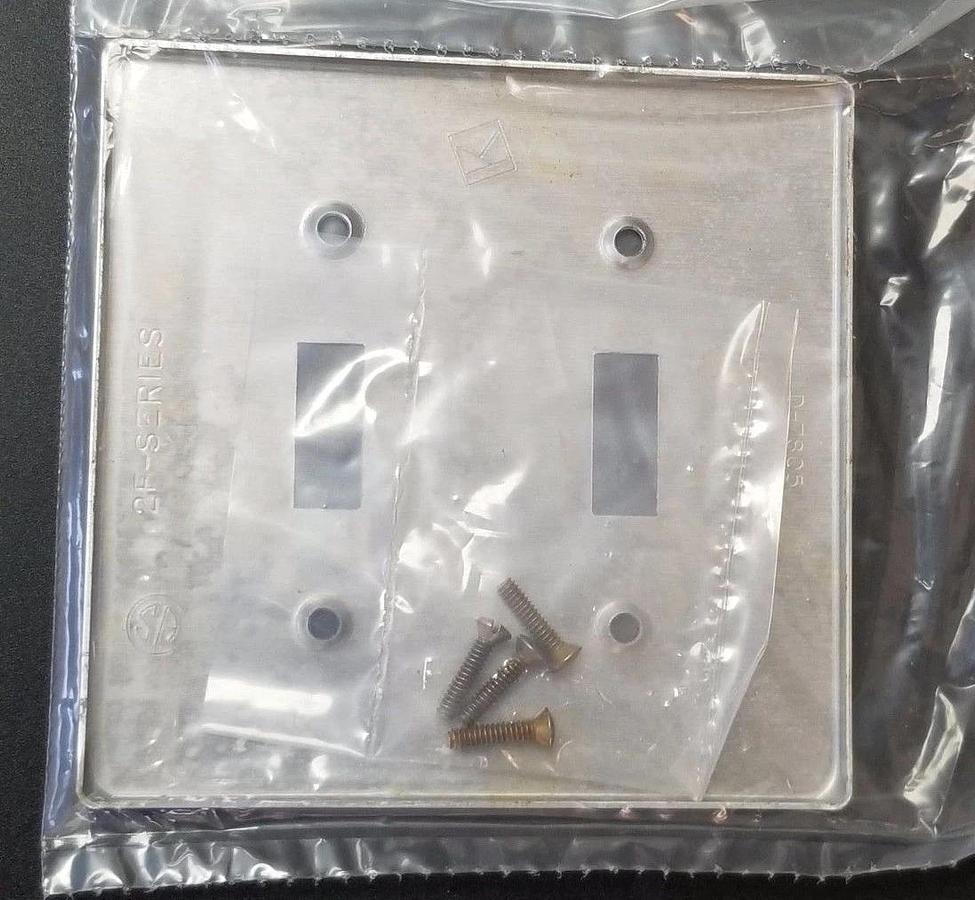 Used NEW HUBBELL KILLARK 2FT STAMPED ALUMINUM COVER FOR 2 TOGGLE SWITCHES