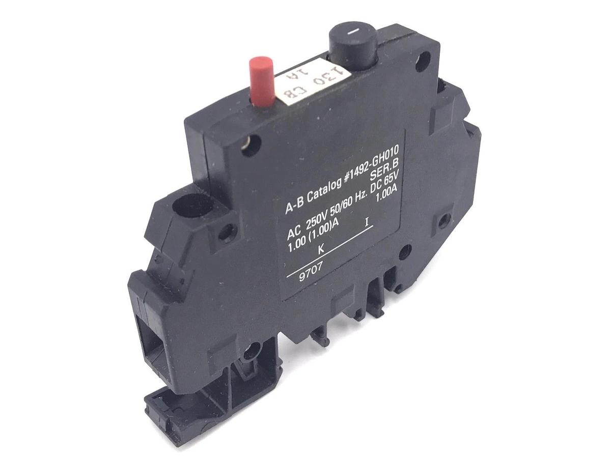 Used ALLEN BRADLEY 1492-GH010 CIRCUIT BREAKER SER. B, 1 AMP, 1492GH010