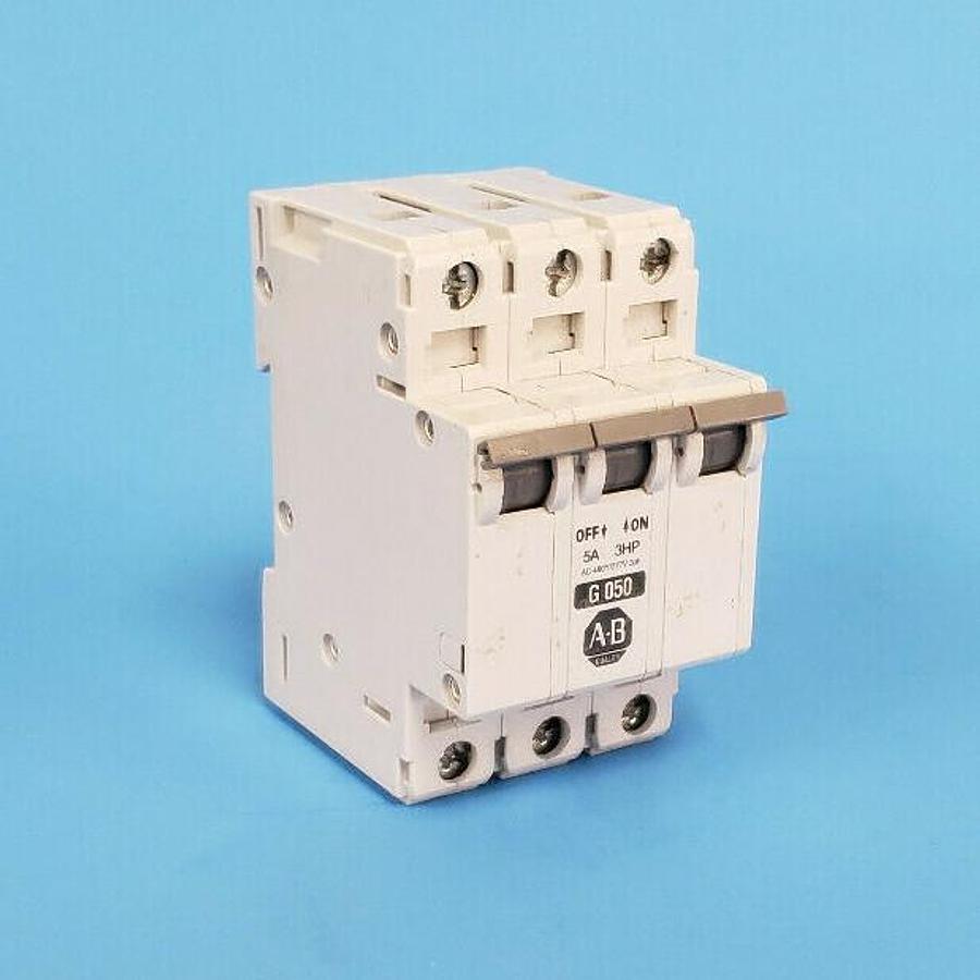 Used ALLEN-BRADLEY 1492-CB3-G050 SER. C CIRCUIT BREAKER, 5A, 3HP, 1492CB3G050