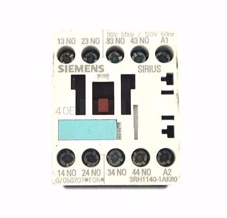 Used SIEMENS 3RH1140-1AK60 CONTROL RELAY 3RH11401AK60, 110V 50HZ/120V 60HZ