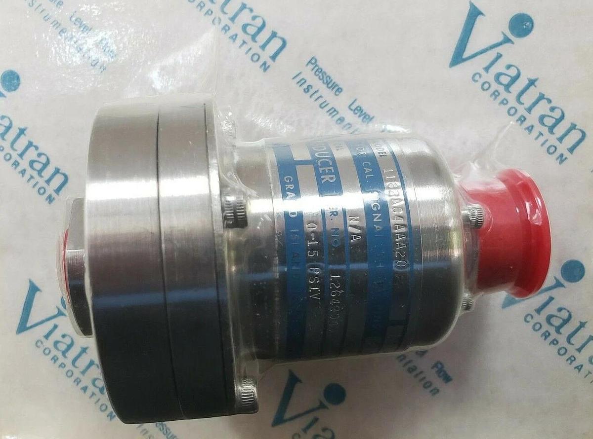 NIB VIATRAN 1182AC4AAA20 PRESSURE TRANSDUCER RANGE: 0-15PSIV, 15V MAX, MODEL 118