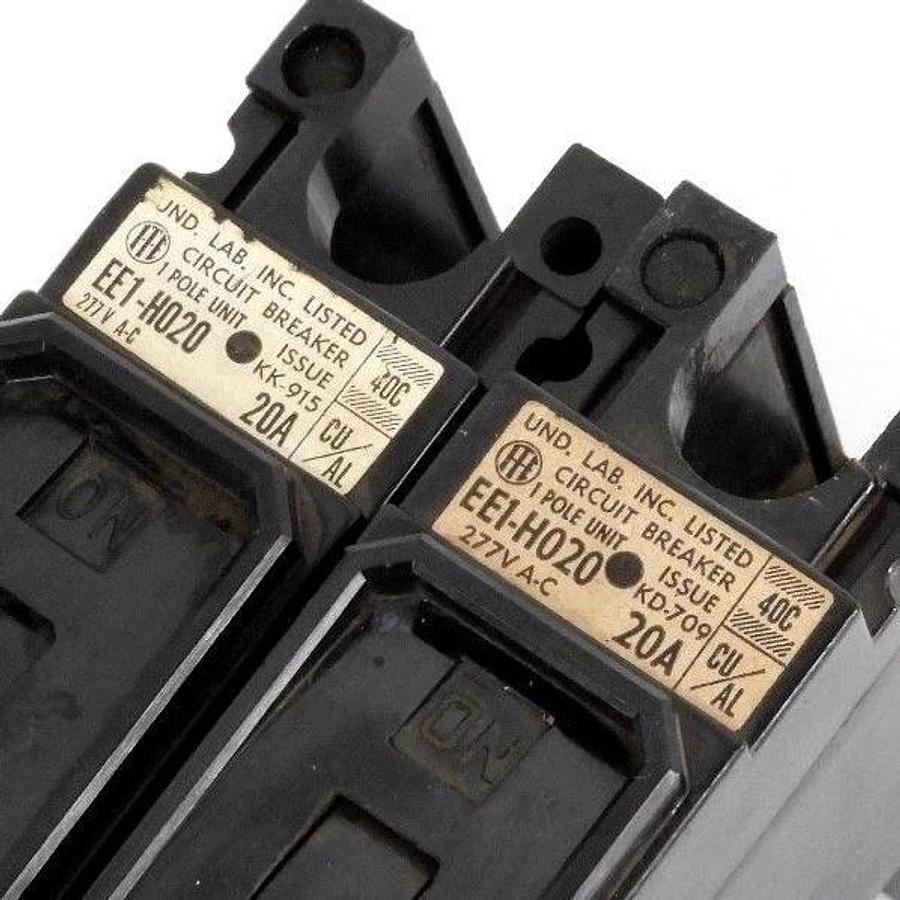 Used LOT OF 2 ITE / SIEMENS EE1-H020 CIRCUIT BREAKERS 20AMP 1POLE, EE1H020