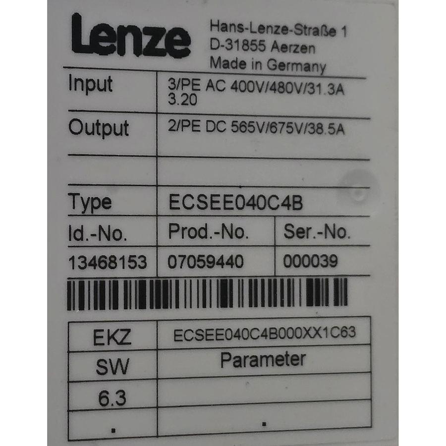 Used LENZE ECSEE040C4B / ECSEE040C4B000XX1C63 ECS SERVO POWER SUPPLY 13468153 NSNP