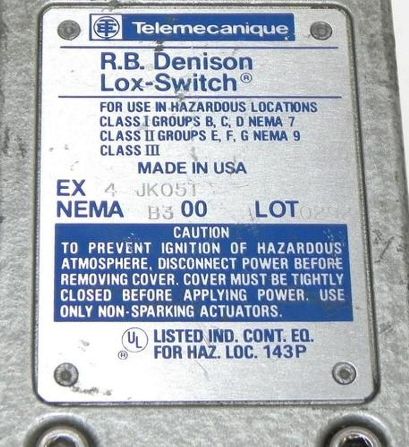 Used TELEMECANIQUE EX4JK05T R.B. DENISON LOX-SWITCH