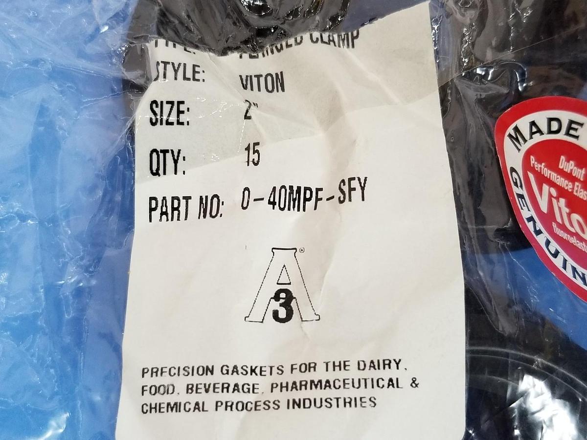 LOT OF 15 PURESERVE SYSTEMS A3 P/N: 0-40MPF-SFY FLANGED CLAMP GASKETS 2''