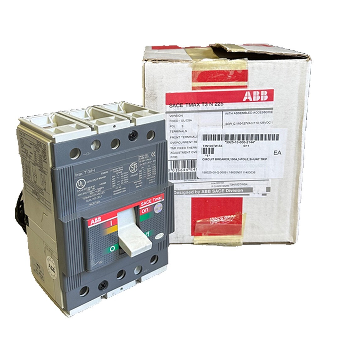 Used NEW ABB SACE T3N100TWS4 SACE Tmax T3 N 225 / TmaxT3N225 CIRCUIT BREAKER 100A 3-P