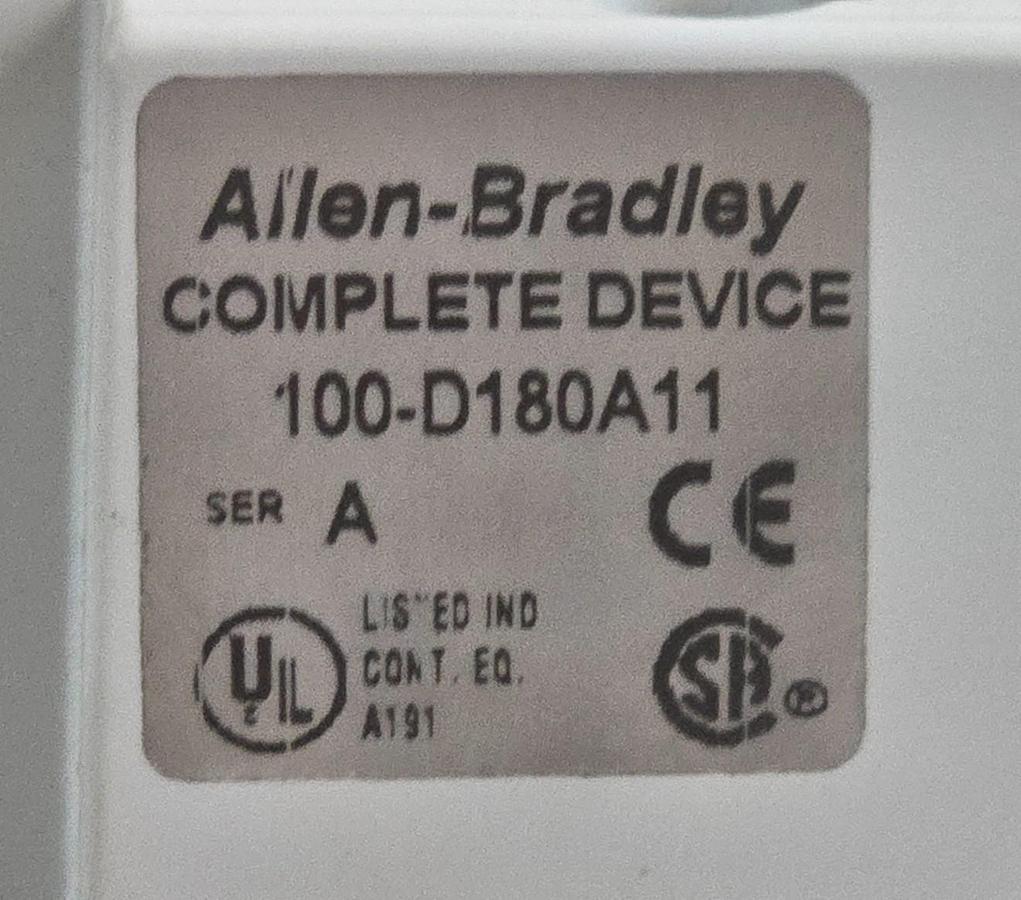 Used Allen Bradley 100-D180A11 /A 3-Pole IEC AC Contactor 180A, 220–240VAC coil USPI