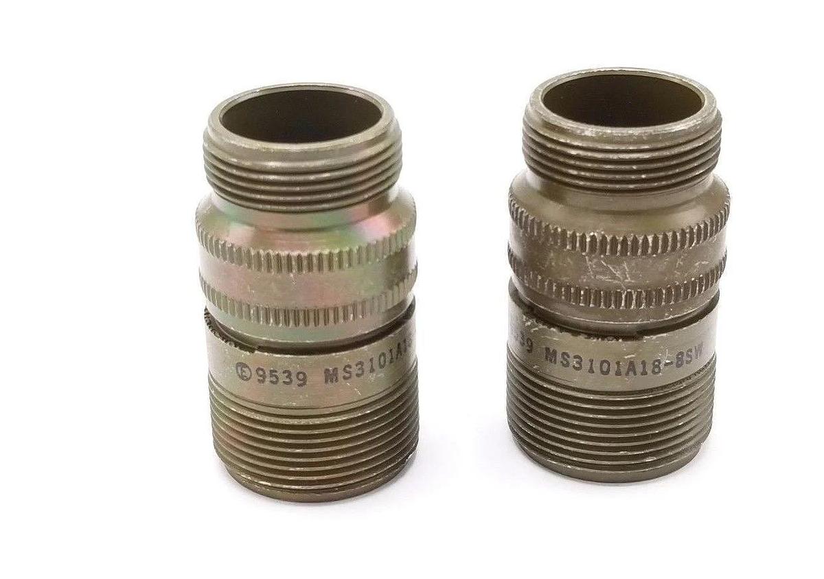 Used LOT OF 2 NEW AMPHENOL MS3101A18-8SW CIRCULAR CABLE CONNECTORS MS3101A188SW