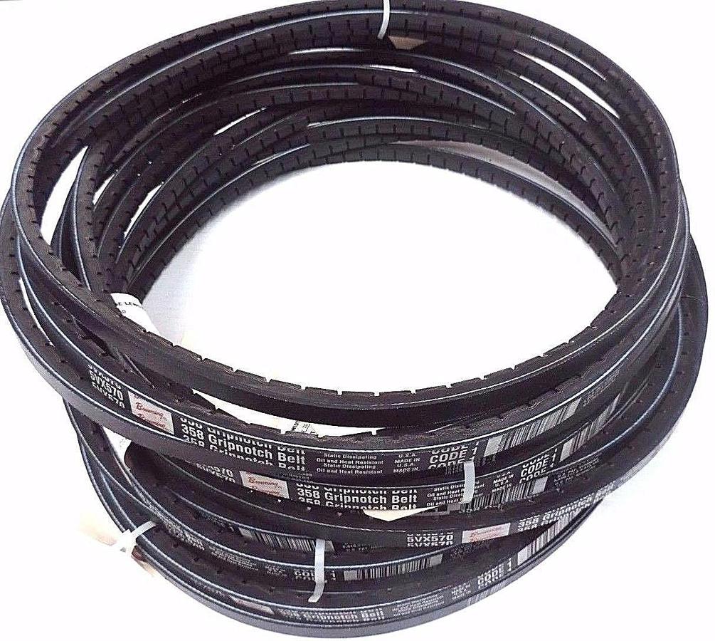 Used LOT OF 12 NEW BROWNING 5VX570 358 GRIPNOTCH V-BELTS 57" O.C.