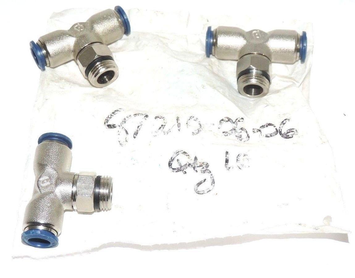 Used LOT OF 3 ALPHA FITTING 87210-06-06 SWIVEL TEE 3/8" TUBE X 3/8" THREAD, 872100606