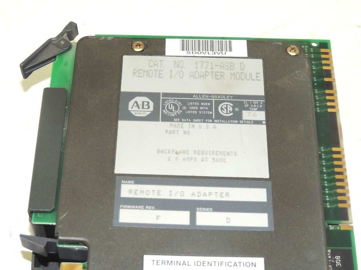 Used ALLEN BRADLEY 1771-ASB/D REMOTE I/O ADAPTER MODULE 1771ASB SER. D