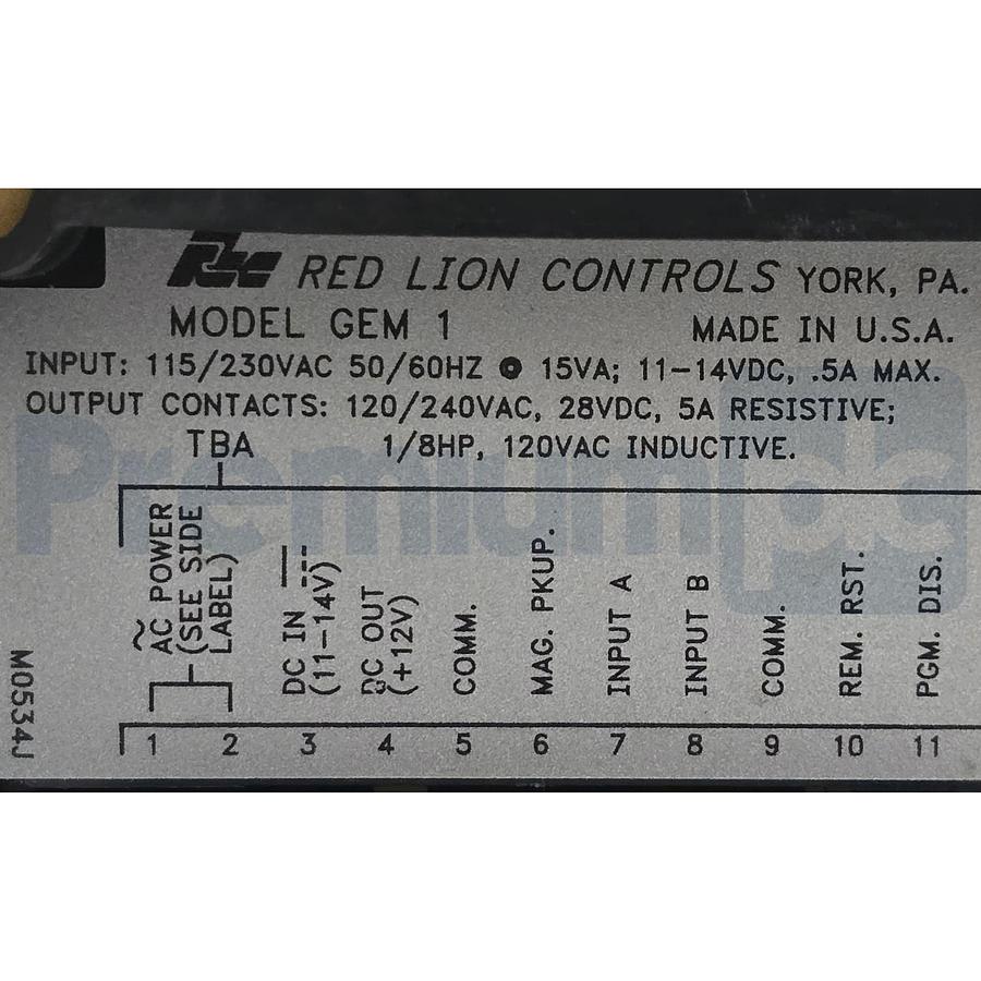Used Red Lion Controls GEM 1 Gemini 1000 6-Digit Digital Counter GEM10060 115/230VAC