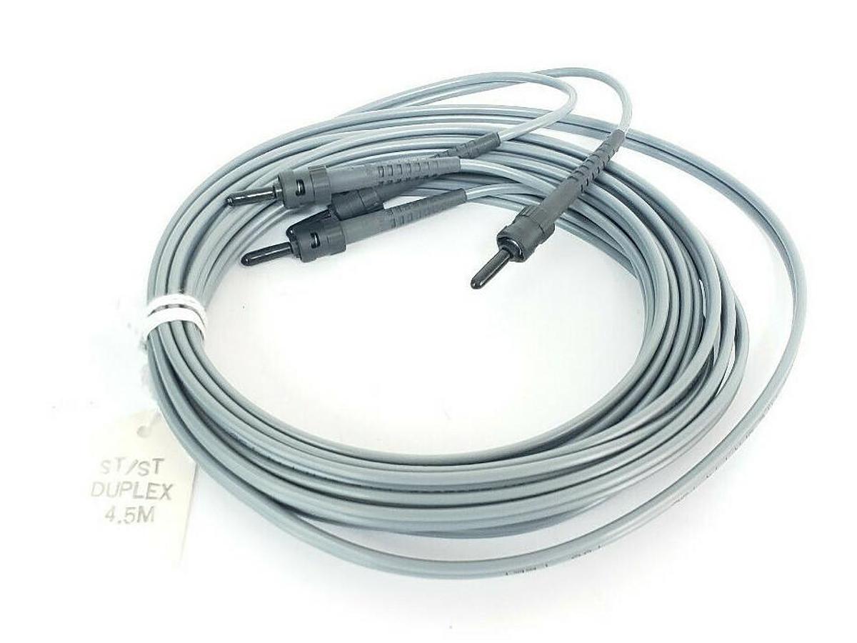 Used NEW ALPHA WIRE FCA822-4.5M ST/ST DUPLEX 4.5M FIBER OPTIC CABLE FDUPX02 OFNR