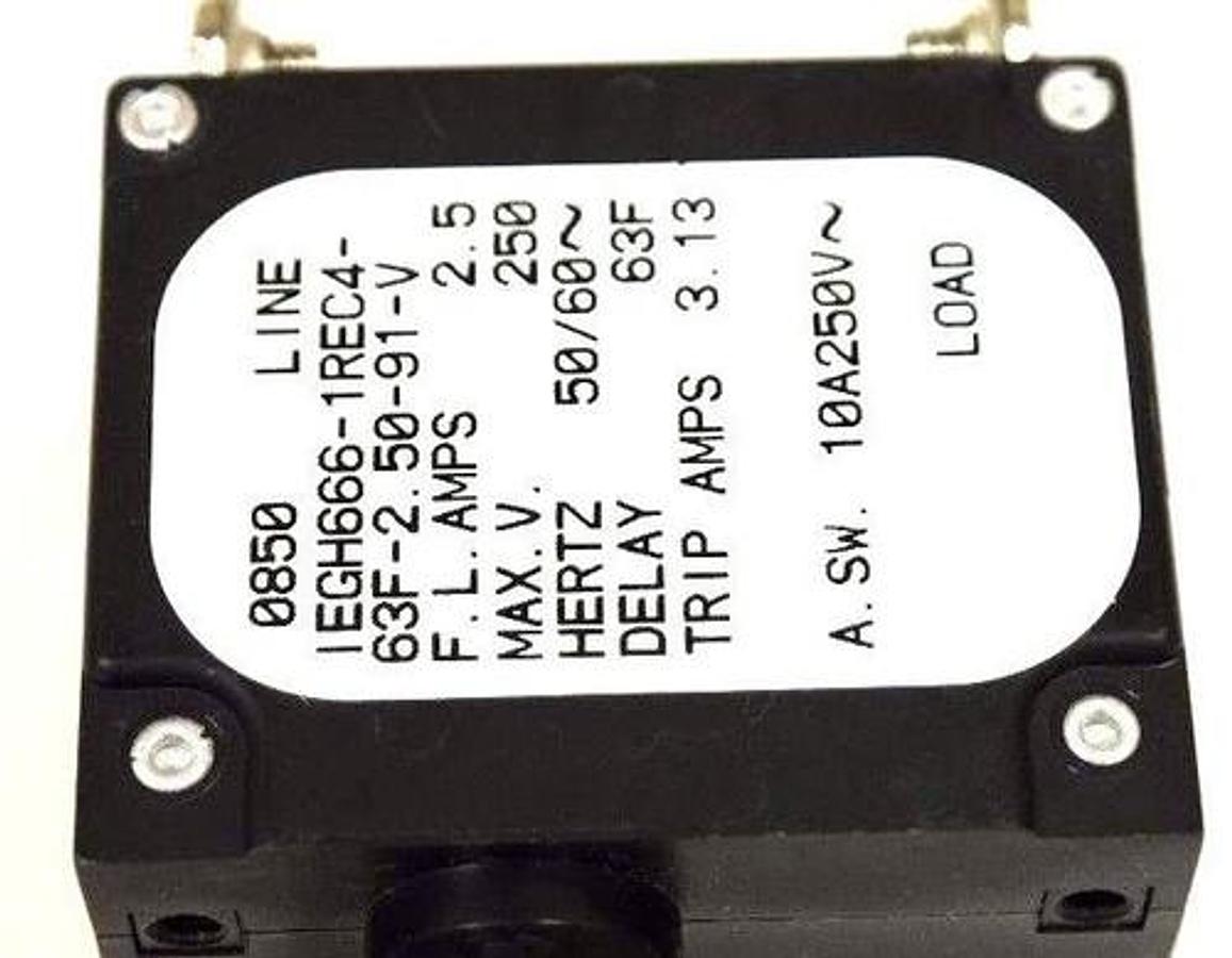 Used NEW AIRPAX IEGH666-1REC4-63F-2.50-91-V BREAKER IEGH666-1REC4 2.5AMP