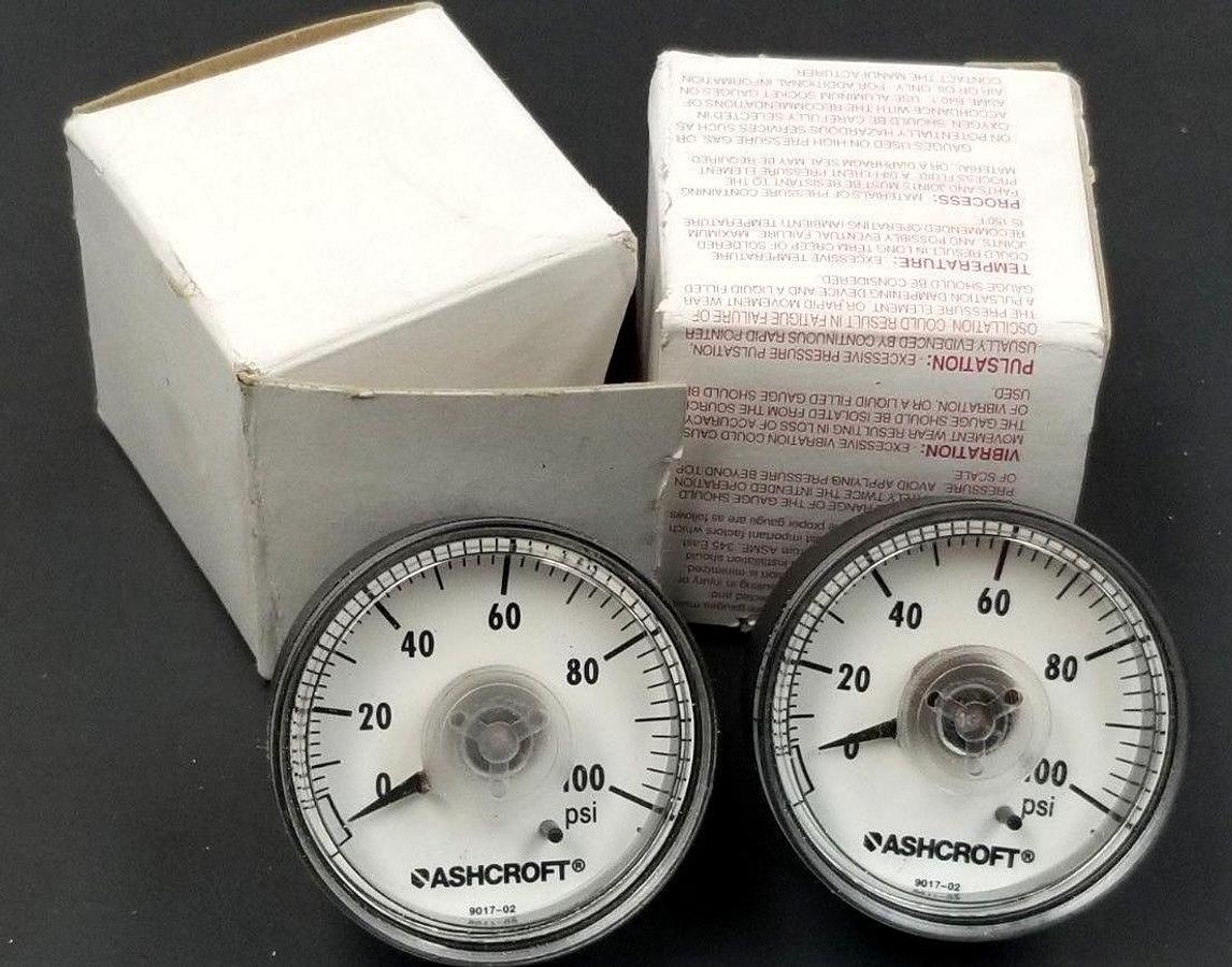 Used LOT OF 2 NIB ASHCROFT 9017-02 GAUGES 0-100 PSI