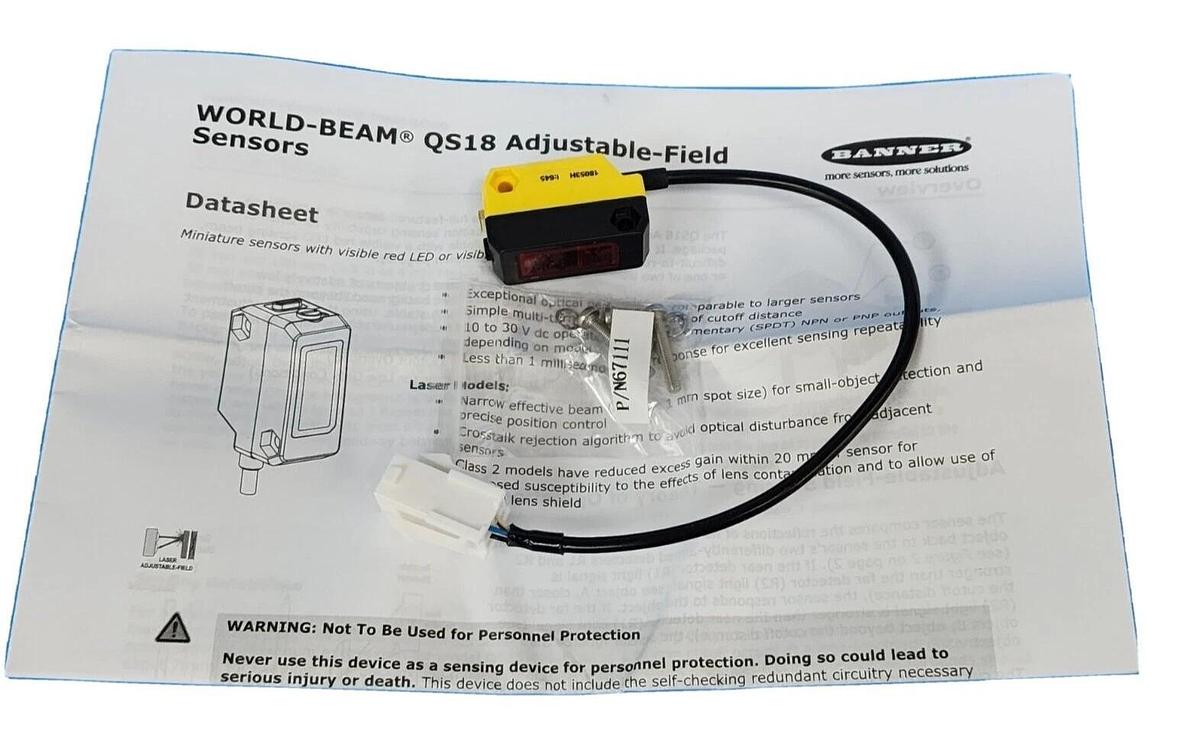 Used NIB BANNER QS18VP6AF100-76124 PHOTOELECTRIC SENSOR 76124, 10-30VDC