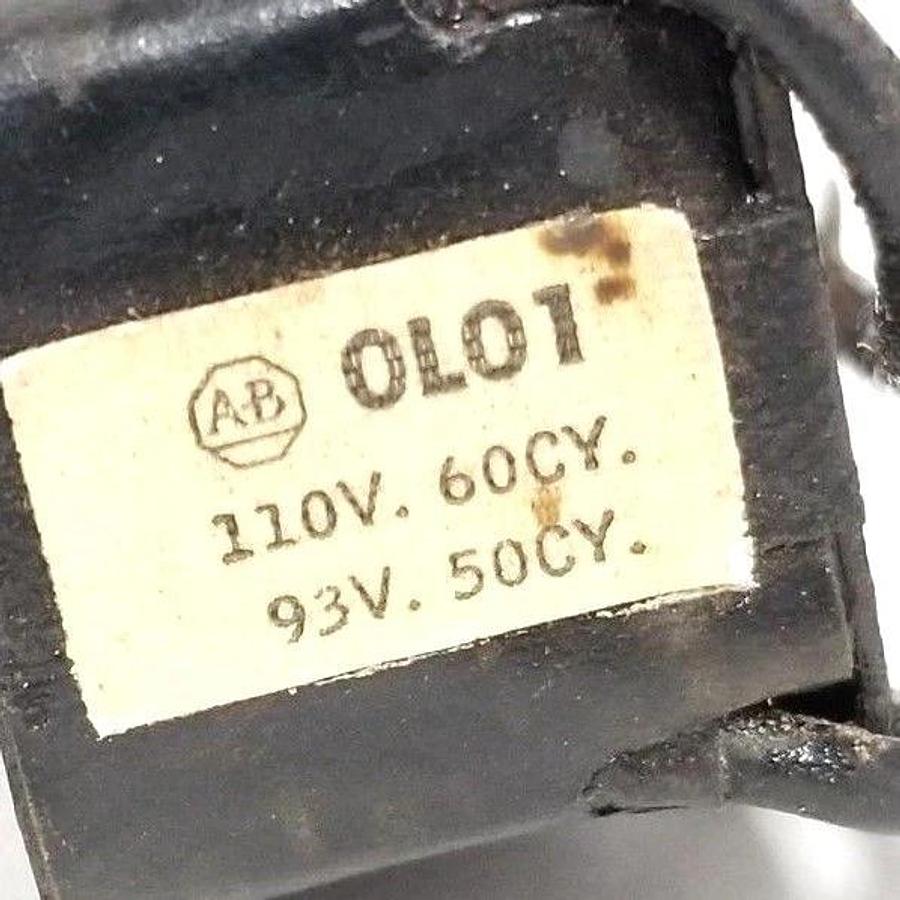 Used ALLEN BRADLEY 0-L01 COIL 95-110V 50/60CY 2 CONNECTORS 0L01
