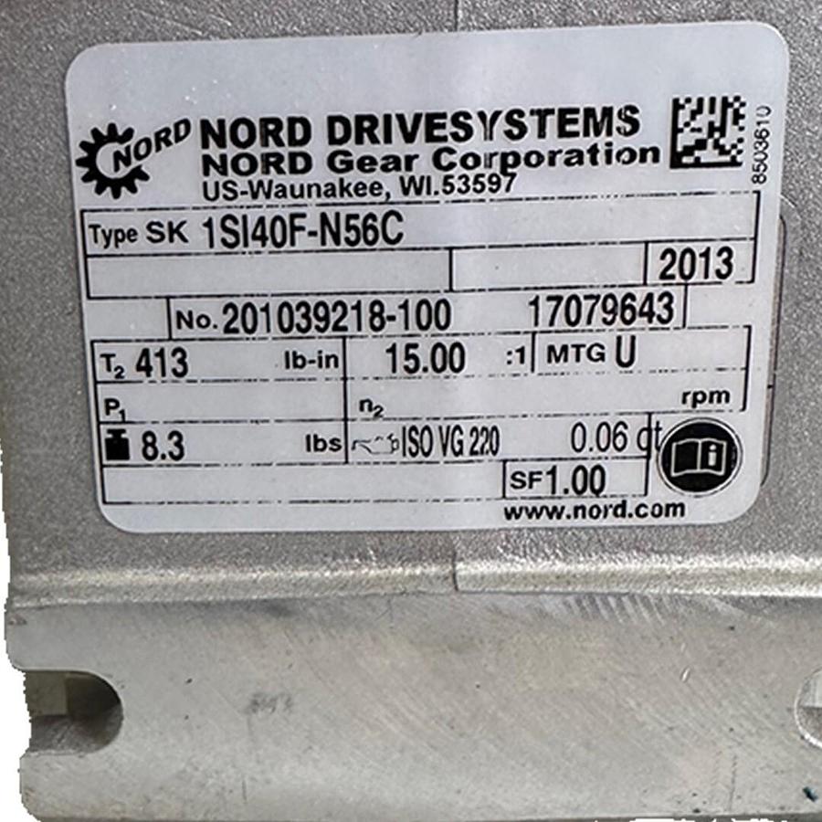 Used NEW NORD DRIVE SYSTEMS SK 1SI40F-N56C / SK1SI40FN56C GEAR REDUCER 15:1 RATIO
