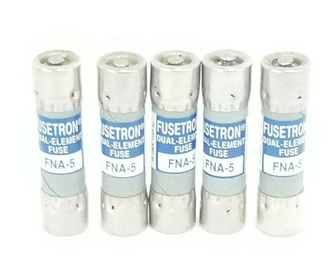 Used LOT OF 5 NEW COOPER BUSSMANN FNA-5 FUSETRON DUAL ELEMENT FUSES FNA5