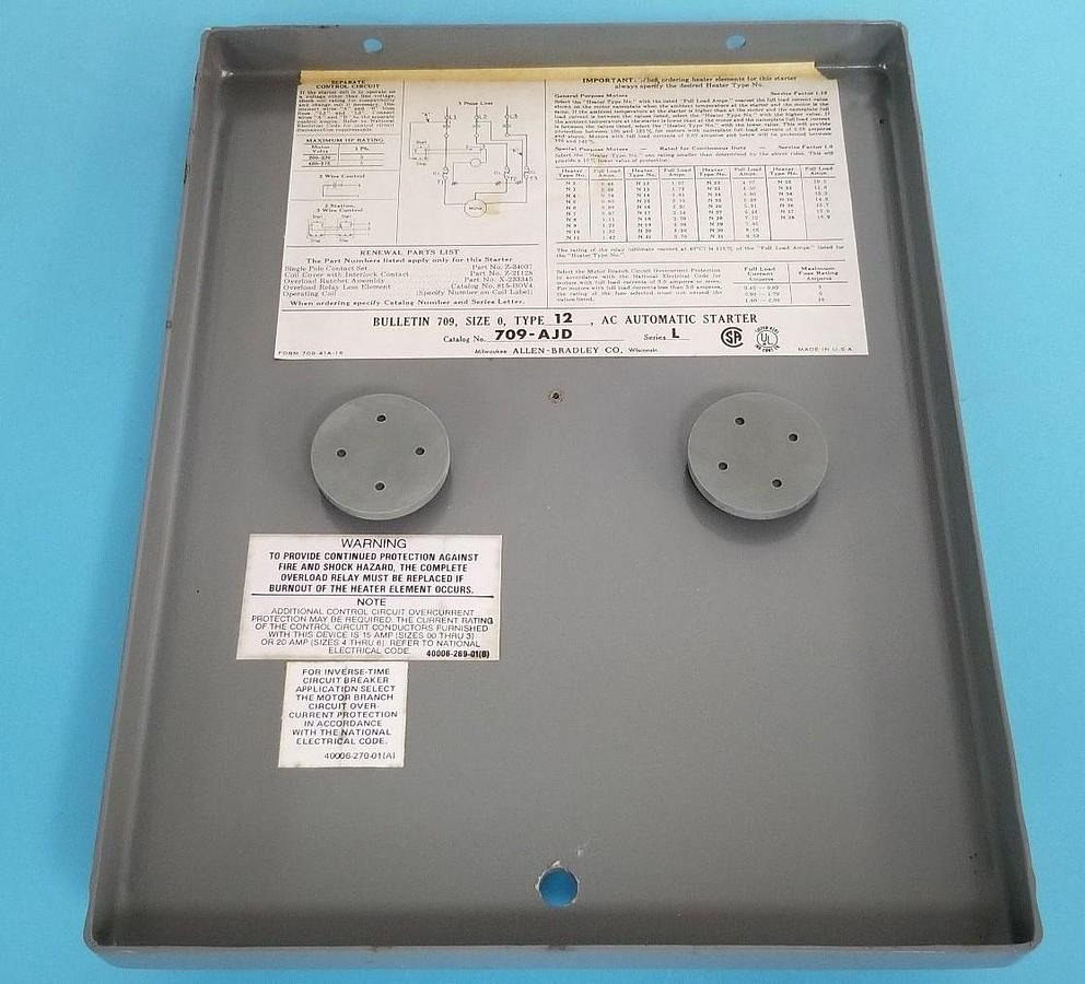 Used NEW ALLEN BRADLEY 709-AJD AUTOMATIC STARTER SER. L 709-A0D103 , 70A86 120V, 60HZ