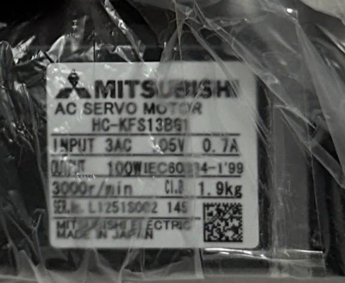 Used MITSUBISHI HC-KFS13BG1 1/5 / HCKFS13BG1 AC SERVO MOTOR W/ BRAKE K6505 1/5 NSMP