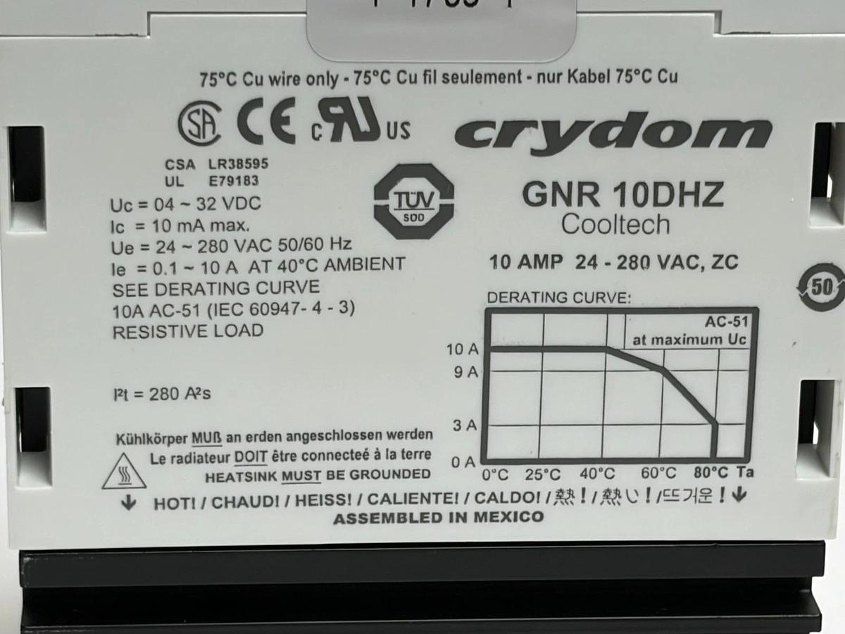 Crydom GNR10DHZ Cooltech Solid State Relay SSR 10A 24-280VAC 4-32VDC Heatsink Ne