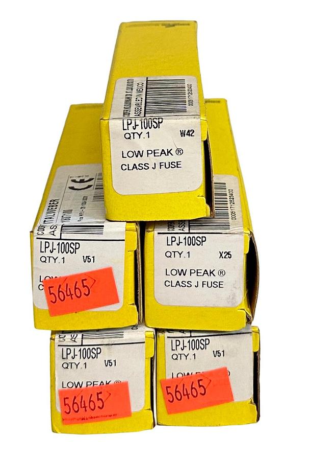 Used 5 COOPER BUSSMANN LPJ-100SP / LPJ100SP LOW PEAK CLASS J FUSES 100A NSMP