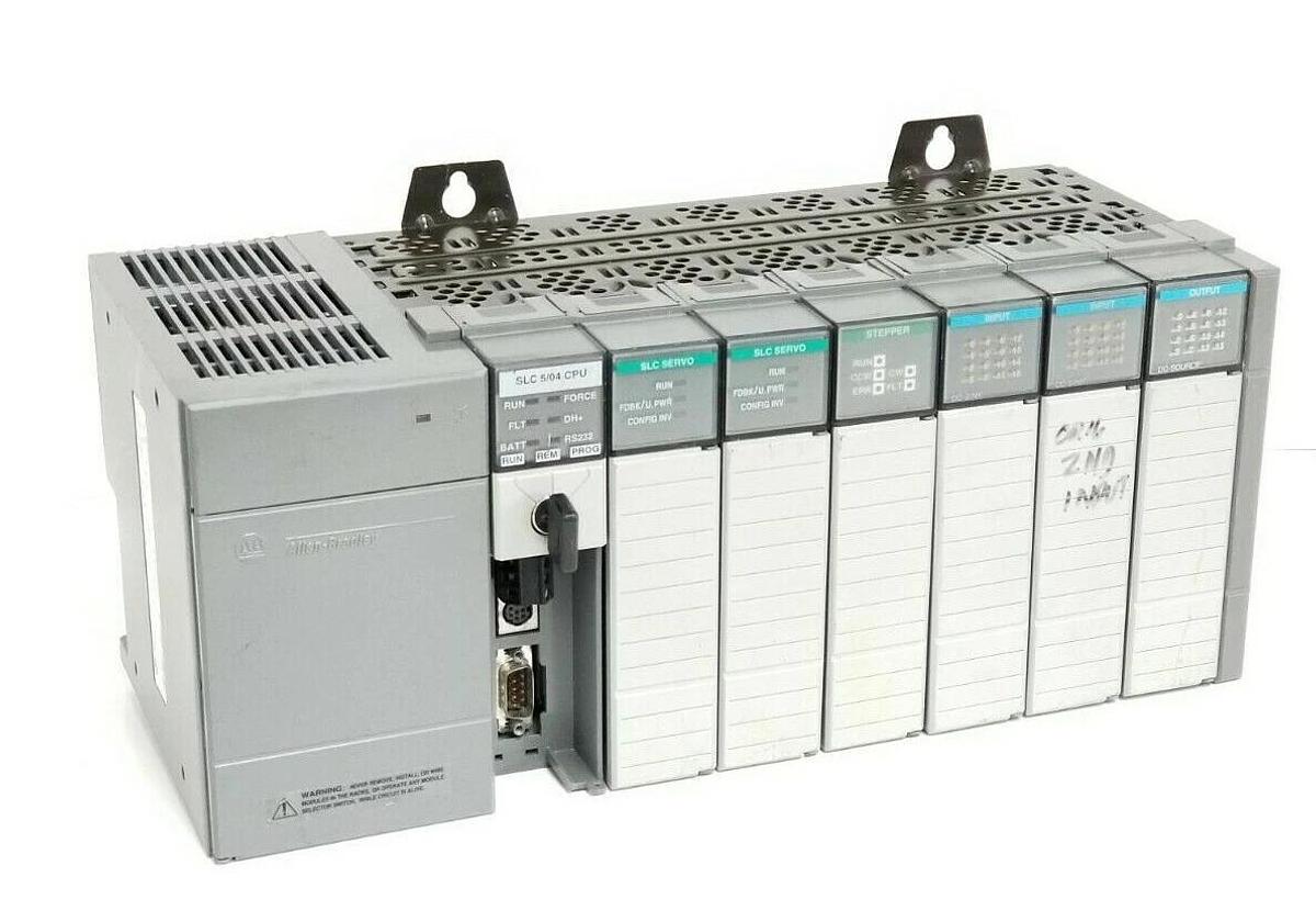 Used ALLEN BRADLEY 1746-A7 SER. B RACK W/ 1746-P2 , 1747-L542 , HSTP1 , HSRV , IB16