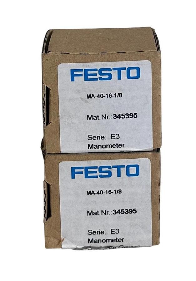 2 FESTO MA-40-16-1/8 / 345395 SERIES E3 MANOMETER PRESSURE GAUGES 0-16BAR NSMP