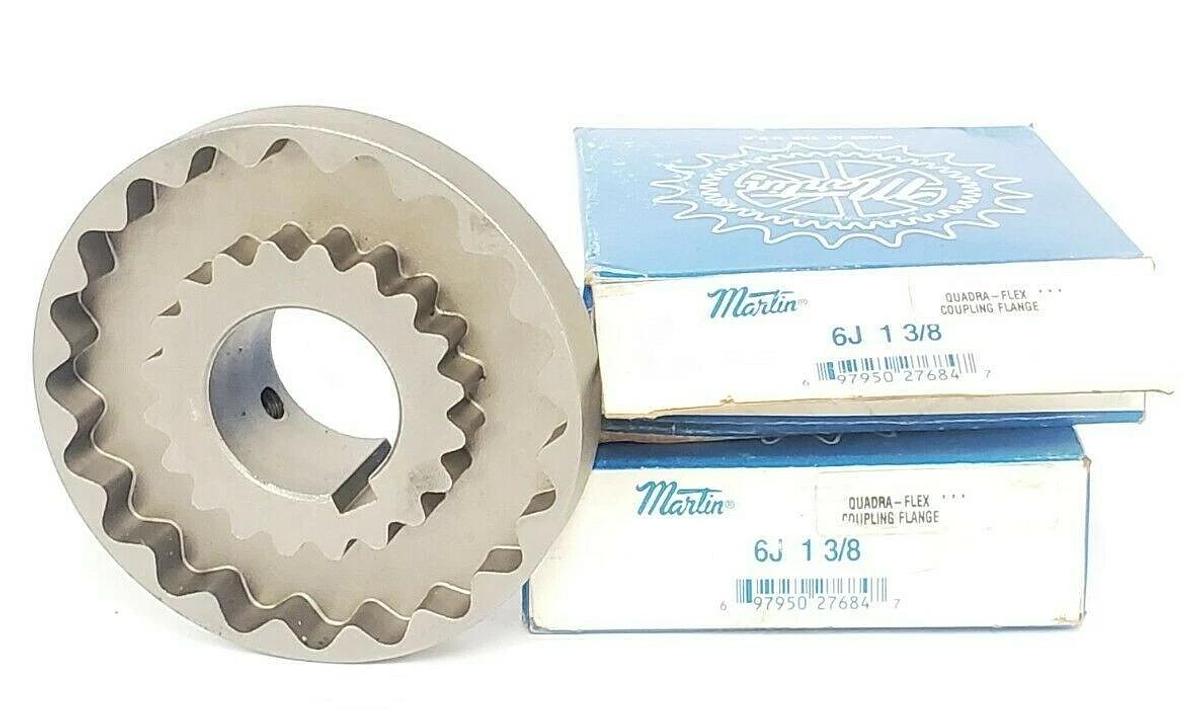 Used LOT OF 2 NIB MARTIN 6J 1 3/8 QUADRA-FLEX COUPLING FLANGES