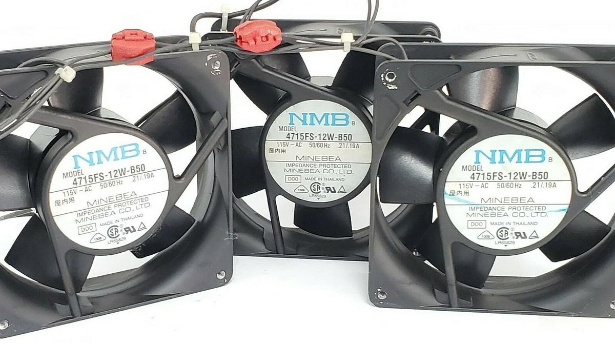 Used LOT OF 3 NMB 4715FS-12W-B50 FANS 4715FS12WB50, 115V~AC 50/60HZ, .21/.19A