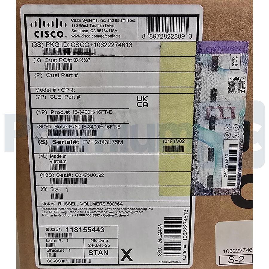 Used Cisco Catalyst IE3400 | IE-3400H-16FT-E Heavy Duty Ethernet Switch 16-Port NSFS