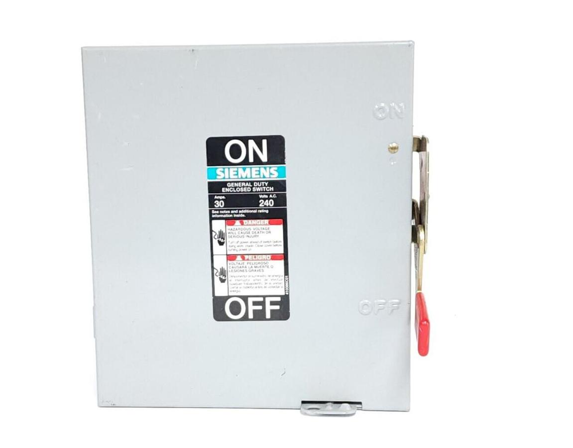 Used SIEMENS GNF321 GENERAL DUTY ENCLOSED SWITCH 30AMPS TYPE 1 ENCLOSURE