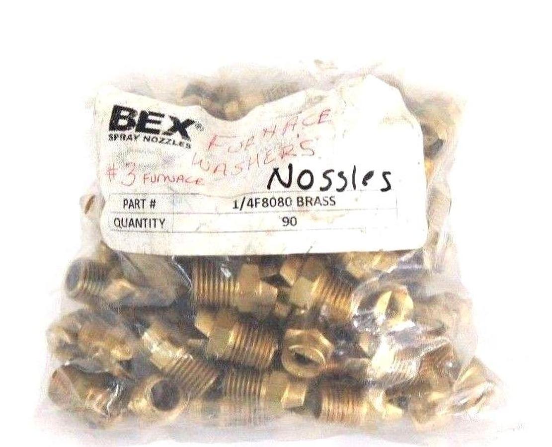 Used BAG OF 90 BEX 1/4F8080 BRASS SPRAY NOZZLES 1/4" NPT
