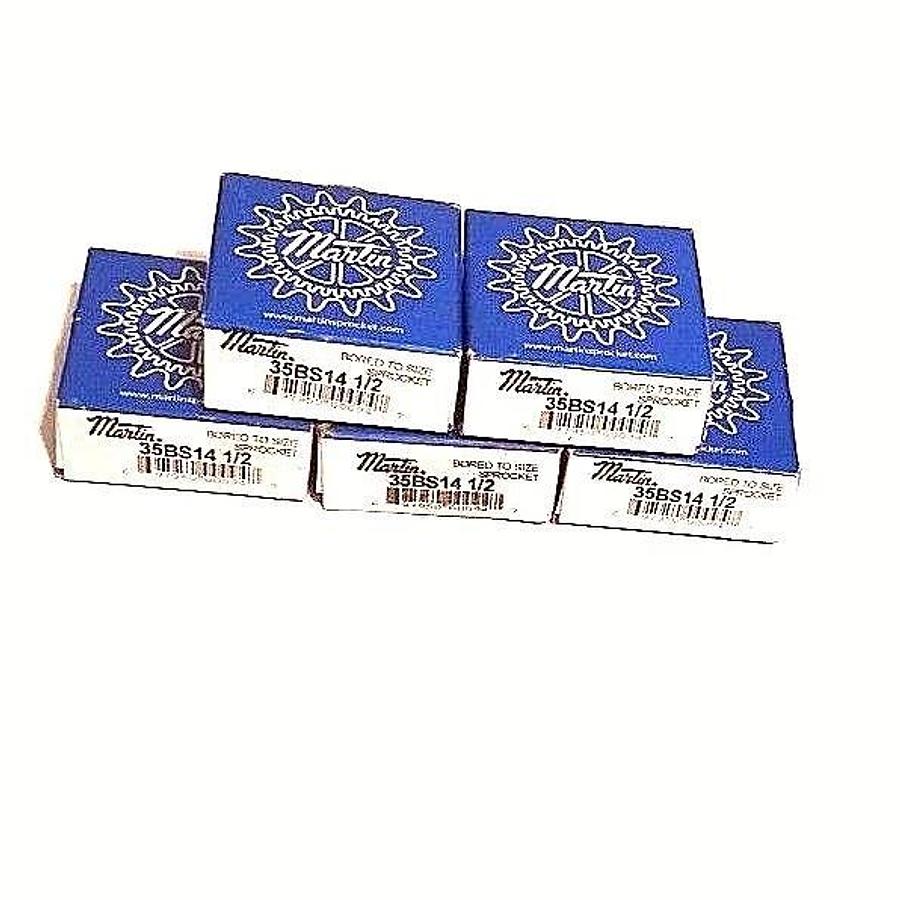 Used LOT OF 5 NIB MARTIN 35BS14 1/2 SPROCKETS 14 TEETH, 1/2" BORE, 35BS14