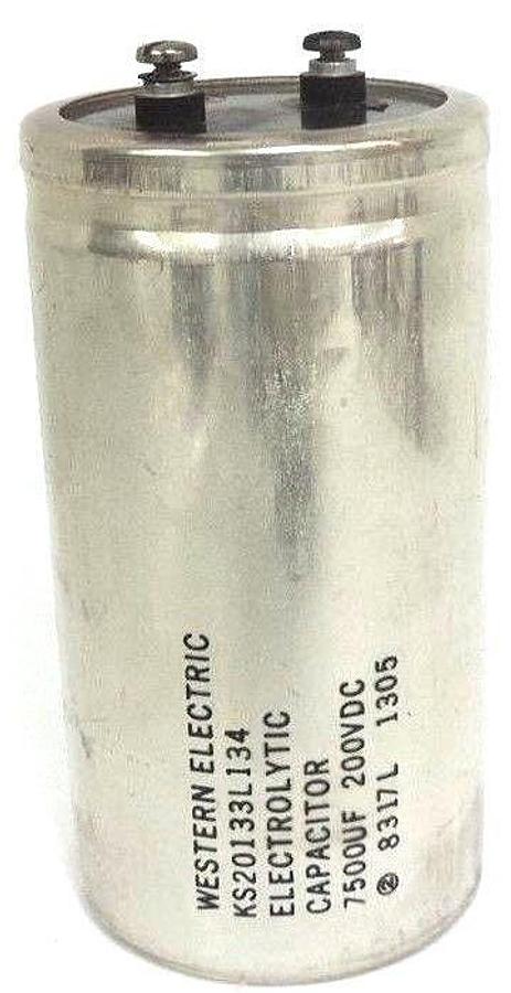 Used WESTERN ELECTRIC KS20133L134 ELECTROLYTIC CAPACITOR 7500UF, 200VDC, 8317L 1305