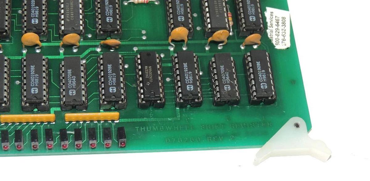 Used KIEFFER DESIGN D78260 REV. 2 THUMBWHEEL SHIFT REGISTER BOARD