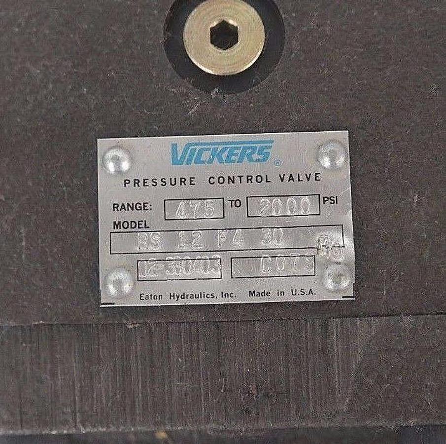 Used NEW VICKERS RS 12 F4 30 PRESSURE CONTROL VALVE 02-330403 475-2000PSI RS12F430