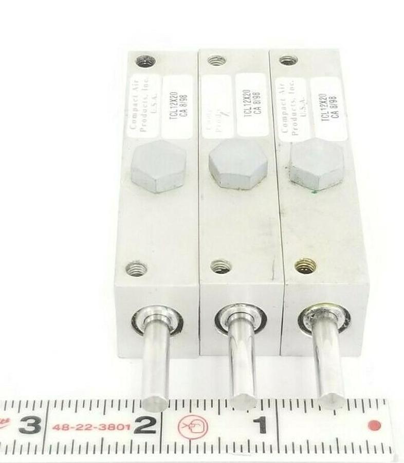 Used LOT OF 3 ITT COMPACT AIR TCL12X20 CYLINDERS TCL12X20, 12MM BORE