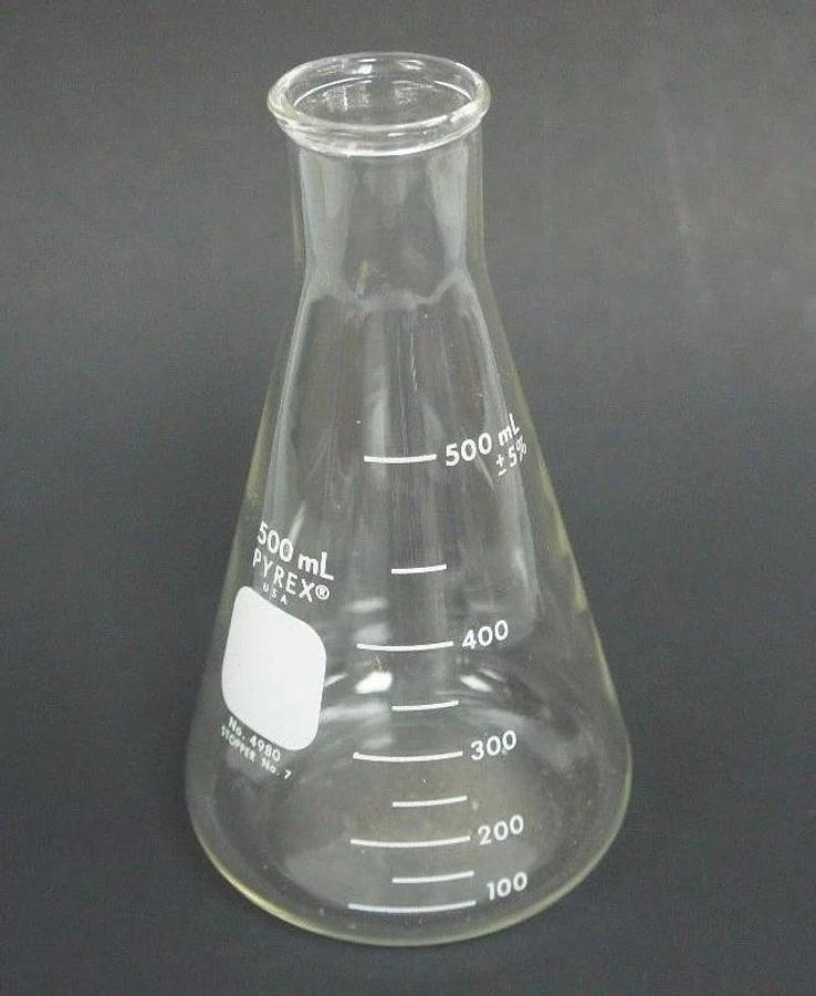 Used LOT OF 7 PYREX 4980 BEAKERS 500ML STOPPER NO. 7