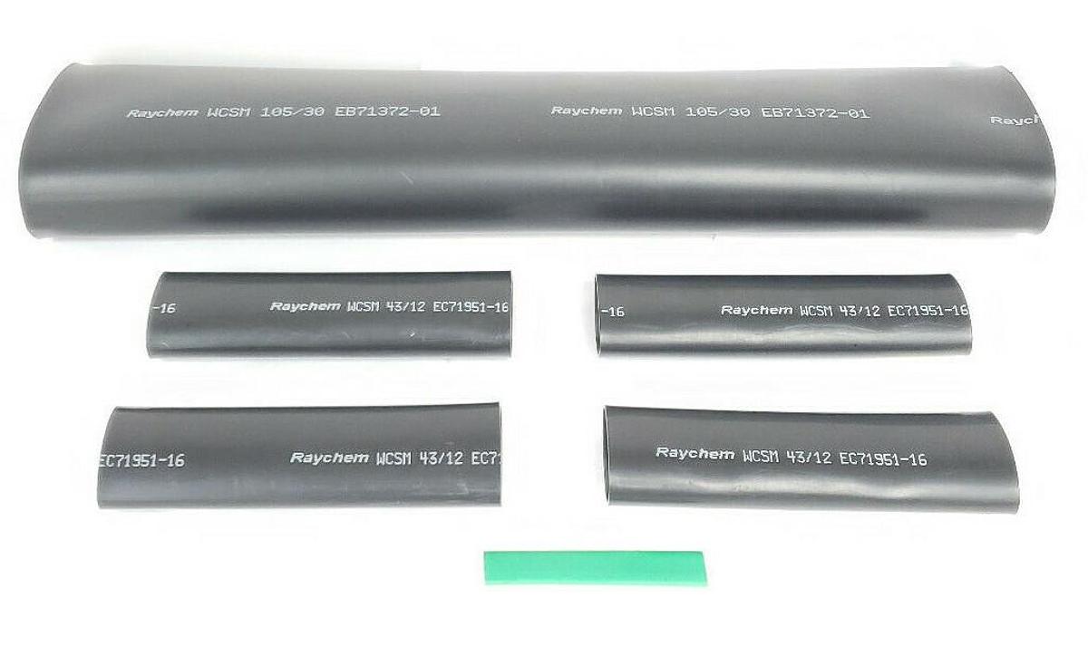 Used RAYCHEM HEAT SHRINK WCSM 105/30 EB71372-01 23.75" & (4) WCSM 43/12 EC71951-16 8"