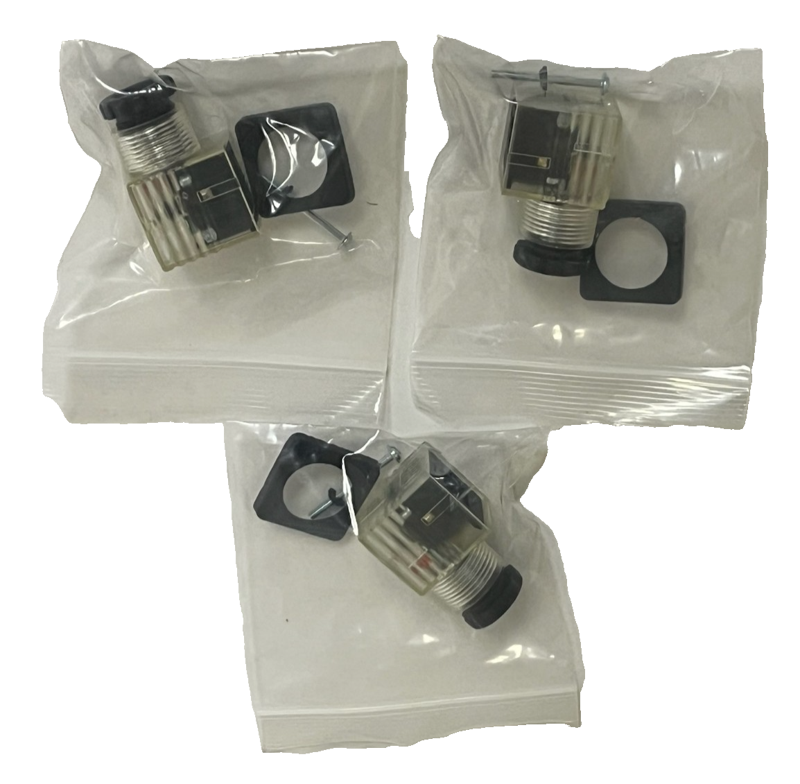 Used Lot of 3 HTP Solenoid Valve Plugs | 3-Pin | 10A 250V | Clear Body Connector NSNP
