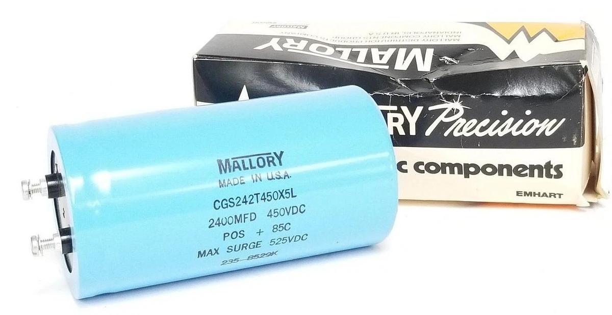 NIB MALLORY CGS242T450X5L CAPACITOR 2400 MFD, 450 WVDC