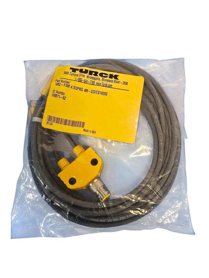 Used NEW TURCK VB2-FSM 4.5/2PKG 4M-2/2/CS10352 SPLITTER/TEE ID NUMBER: U0871-62