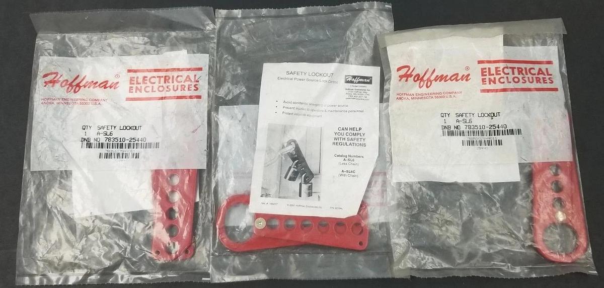 Used LOT OF 3 NEW HOFFMAN A-SL6 SAFETY LOCKOUTS ASL6