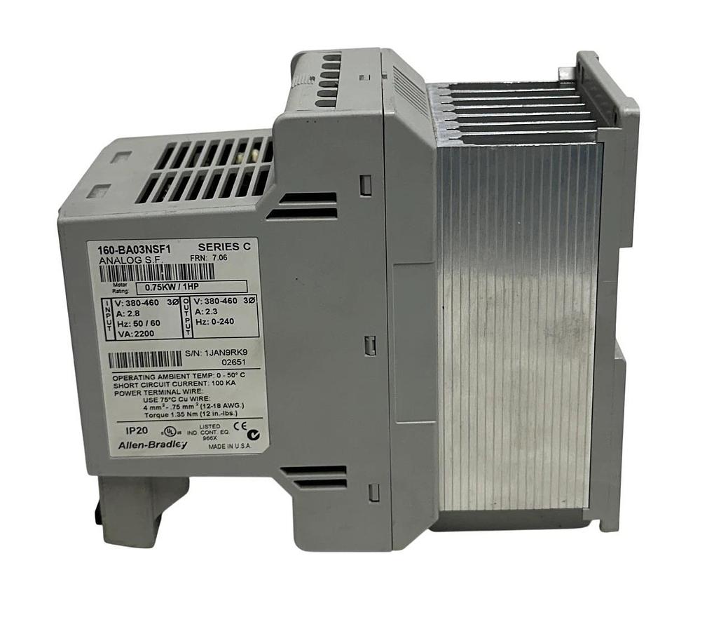 Used ALLEN BRADLEY 160-BA03NSF1 /C VARIABLE SPEED DRIVE SSC SERIES 0.75kW/1HP USNP