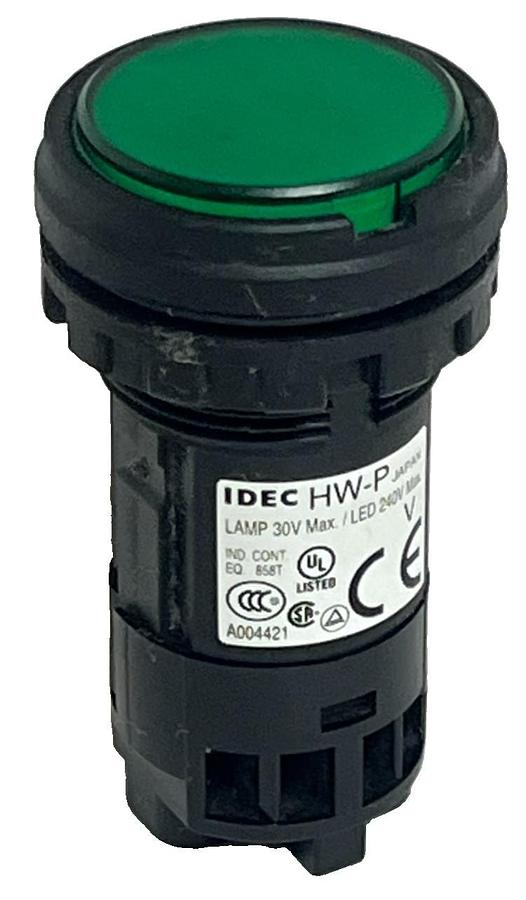 IDEC HW1P-1FQD-G-24V Pilot Light 22mm Green LED Indicator Flush Round 24V AC/DC