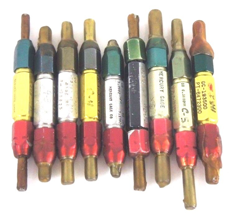 Used LOT OF 9 PLUG GAGES SOUTHERN GAGE, SIZE CONTROL, GLASTONBURY, MERCURY, DU WELL